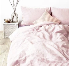 100% Flax  French Linen Duvet (Doona)  Cover Set , Quilt Cover Set, Light Pink
