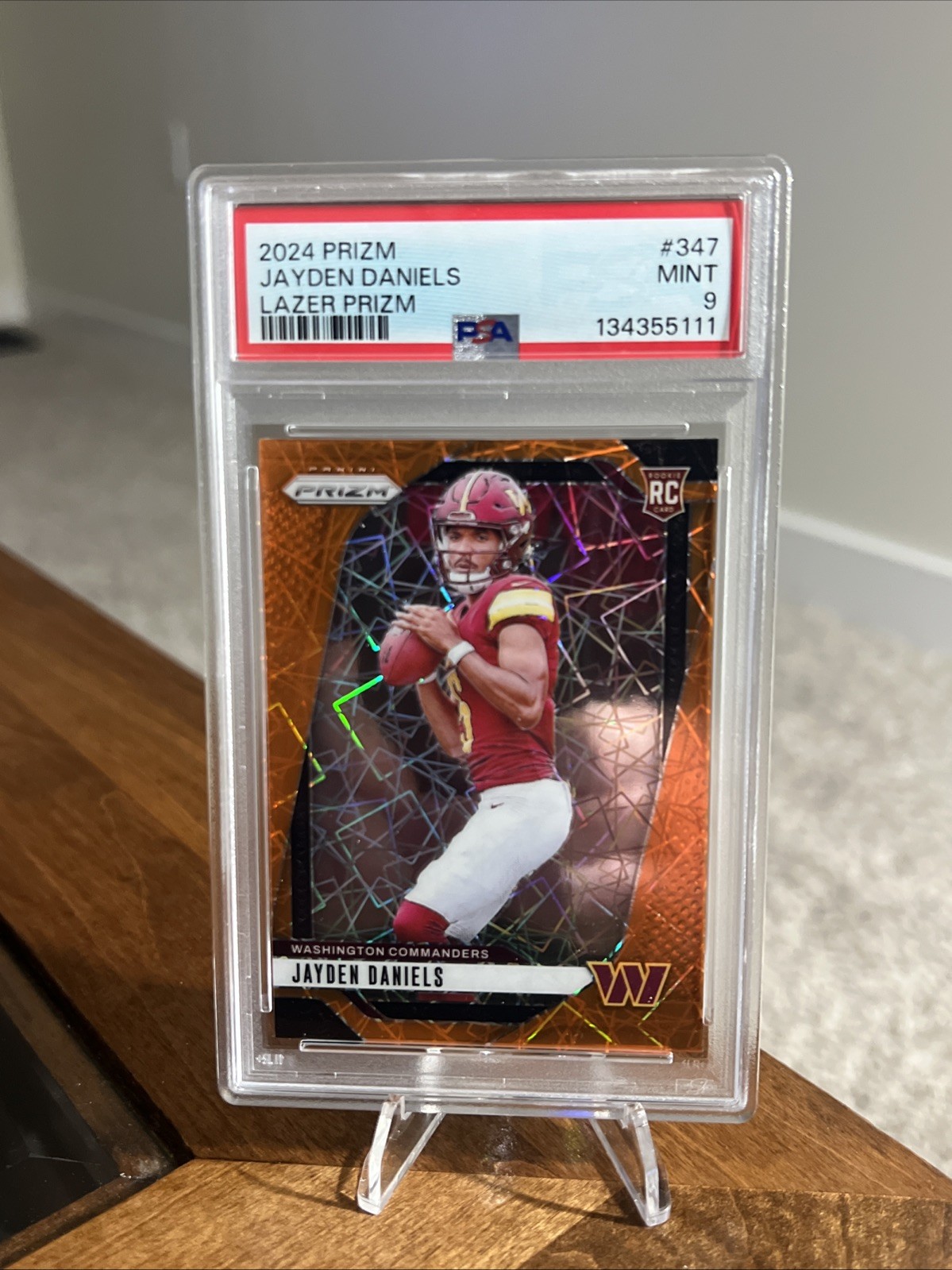2024 Panini Orange Lazer Prizm #347 Jayden Daniels RC Rookie PSA 9 MINT