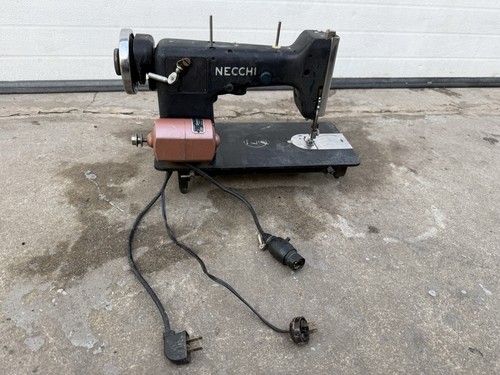 Necchi BU Sewing Machine Vintage Italian Domestic Black Antique AS IS Untested