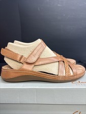 Clarks Artisan Cecily Strap Tan Leather. Comfort Sandals US 12W NWB (LM00191)