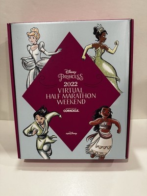 NEW runDisney Princess 2022 Virtual 5K Cinderella Medal Box Set Women s Large