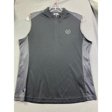Foot Joy Women's Golf Vest Black Grey Houndstooth Quarter Zip Mock Neck Large FJ
