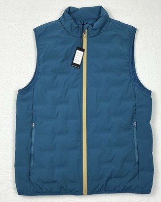 NWT Straight Down Peak Puffer Full Zip Blue Vest Mens M
