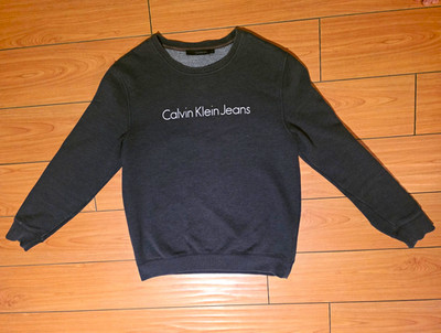 Calvin Klein Jeans Men s Gray Crewneck Pullover Sweatshirt Logo Print Size L