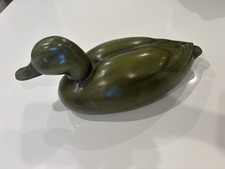 Vintage Olive Green Ceramic Duck