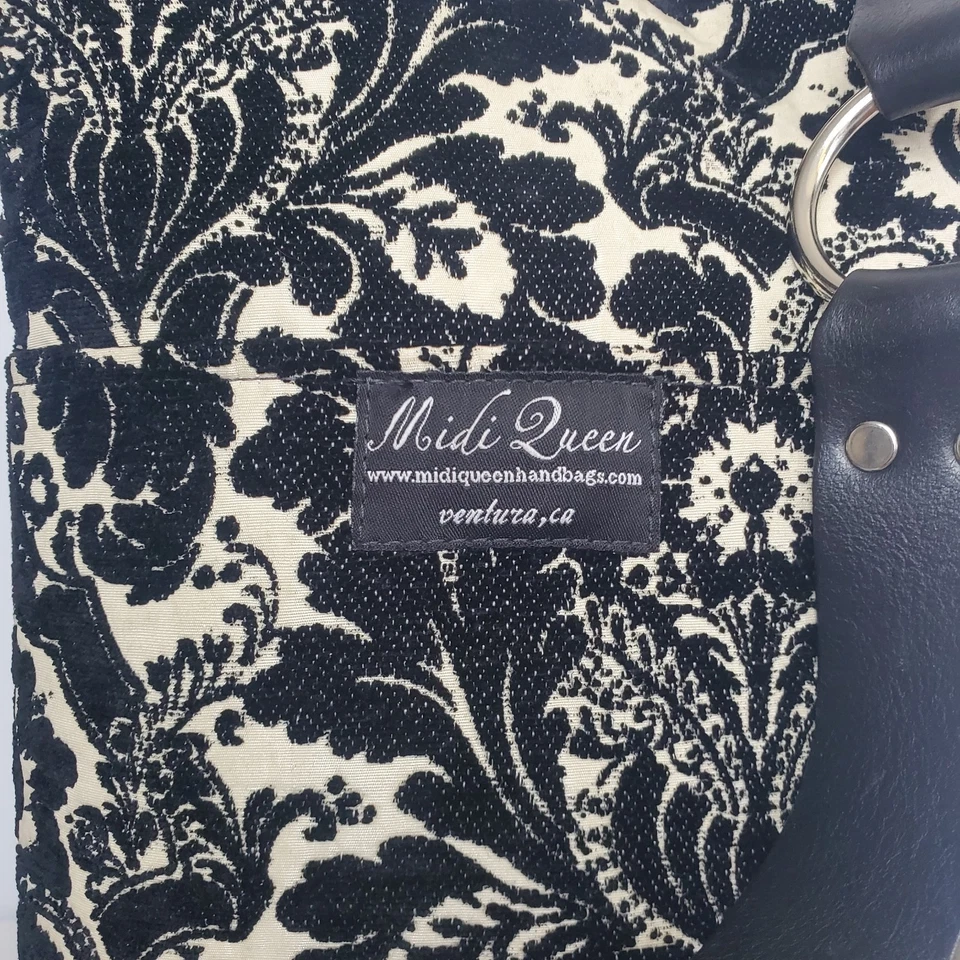 Cartera Bandolera Midi Queen Texturizada Tela Blanco y Negro  Foto 2 de 4