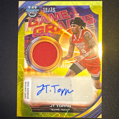 Topps 2025-26 Bowman Univ Best JT Toppin GG-JT Yellow Lazer Auto Relic RC /75
