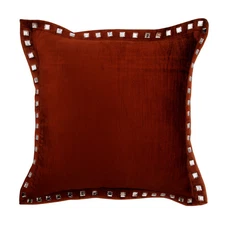Rust Decorative Throw Pillow Cover, 16"x16" Velvet Cushion - Rust Crystal Palace