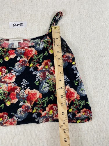 Ambiance Apparel Tank Top Womens Large Black Floral Cropped Spaghetti Strap - Picture 6 of 8
