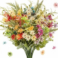 6-Bundles Faux Daisy Plant, Artificial Silk Flower Multicolor Bouquet for Ind...