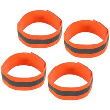 Reflective Bands for Arm Wrist Ankle Leg 14x1.5 Inch Strip Wide Orange 4 Pack