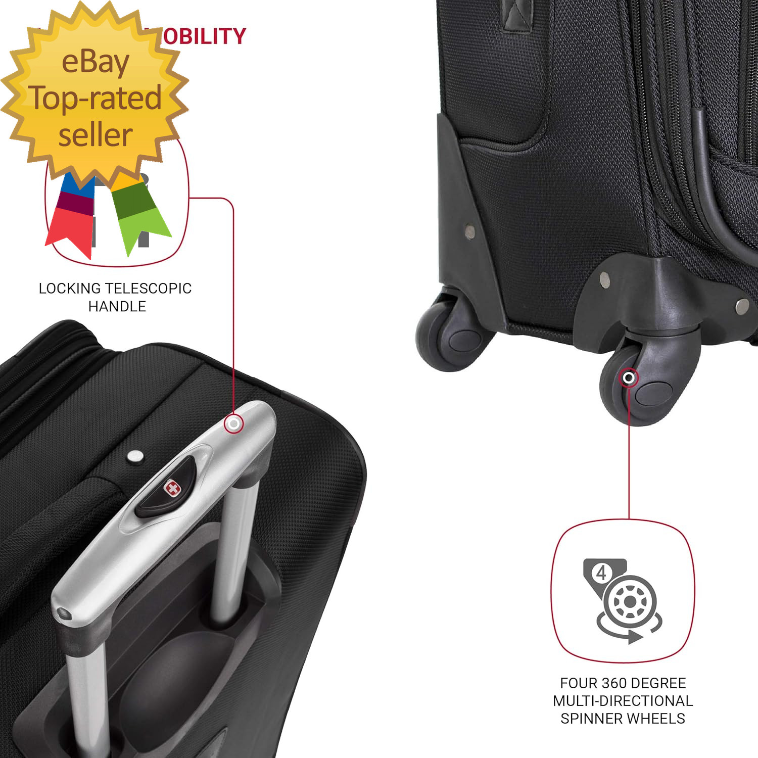 Sion Softside Expandable Luggage, Black, Checked-Large 29-Inch