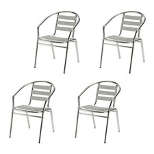 4x Design Gartenstuhl Stapelstuhl Bistrostuhl Alu stapelbar bequem platzsparend