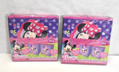 Disney Minnie Mouse Bowtique Purple Pink Storage Cube 10'' x 10'' x 10'' 4 Piece