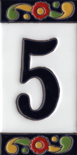 15 x 7.5 cm Spanish hand-painted Pepper Ceramic Numbers tiles - Picture 17 of 26