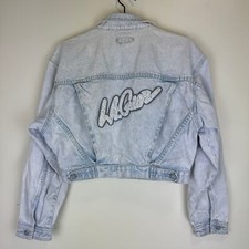 Vintage LA Gear Denim Jean Jacket Light Blue Embroidered Star Patch Women Size L