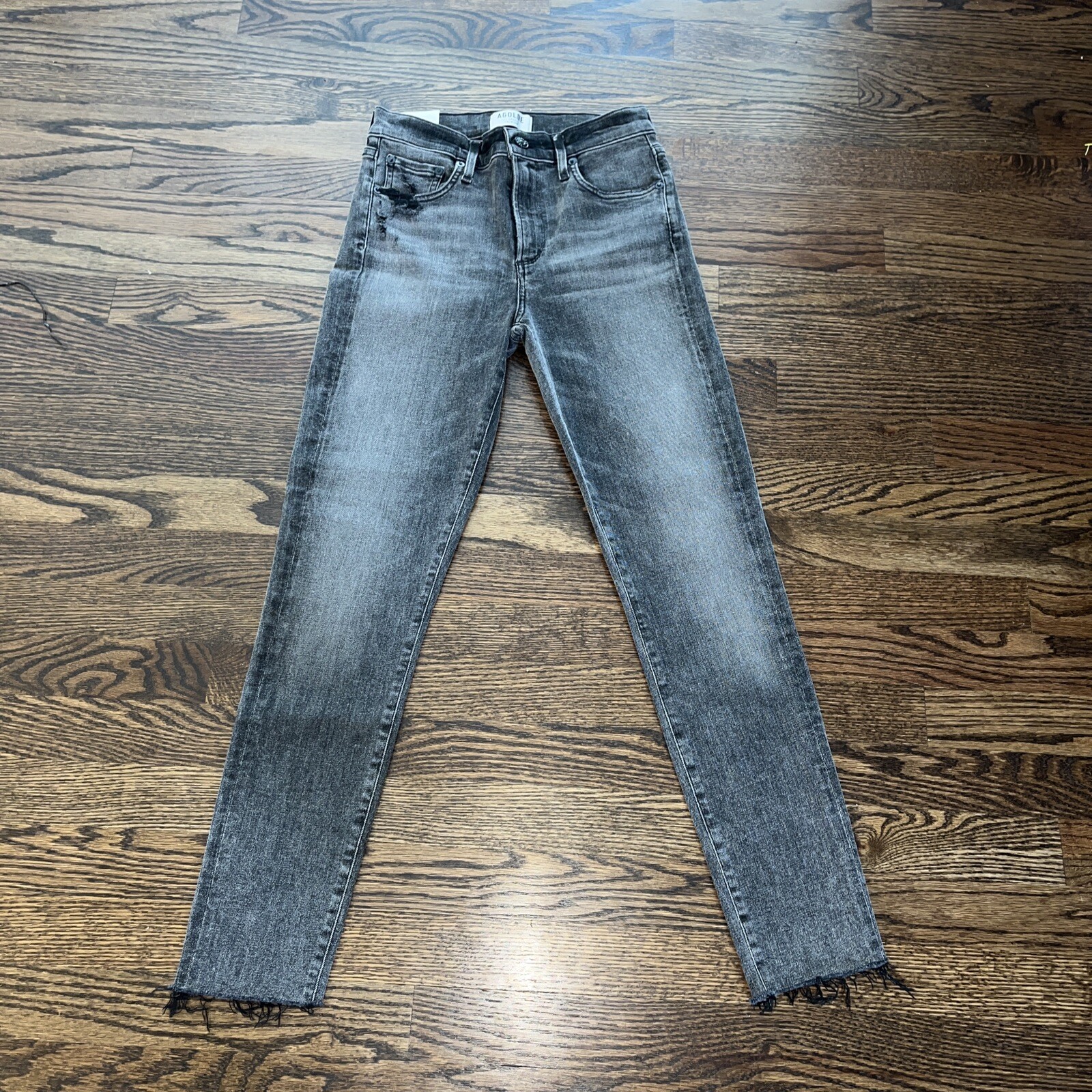 Agolde Womens Sophie Mid Rise Straight Leg Jeans Faded Black Size 25 New