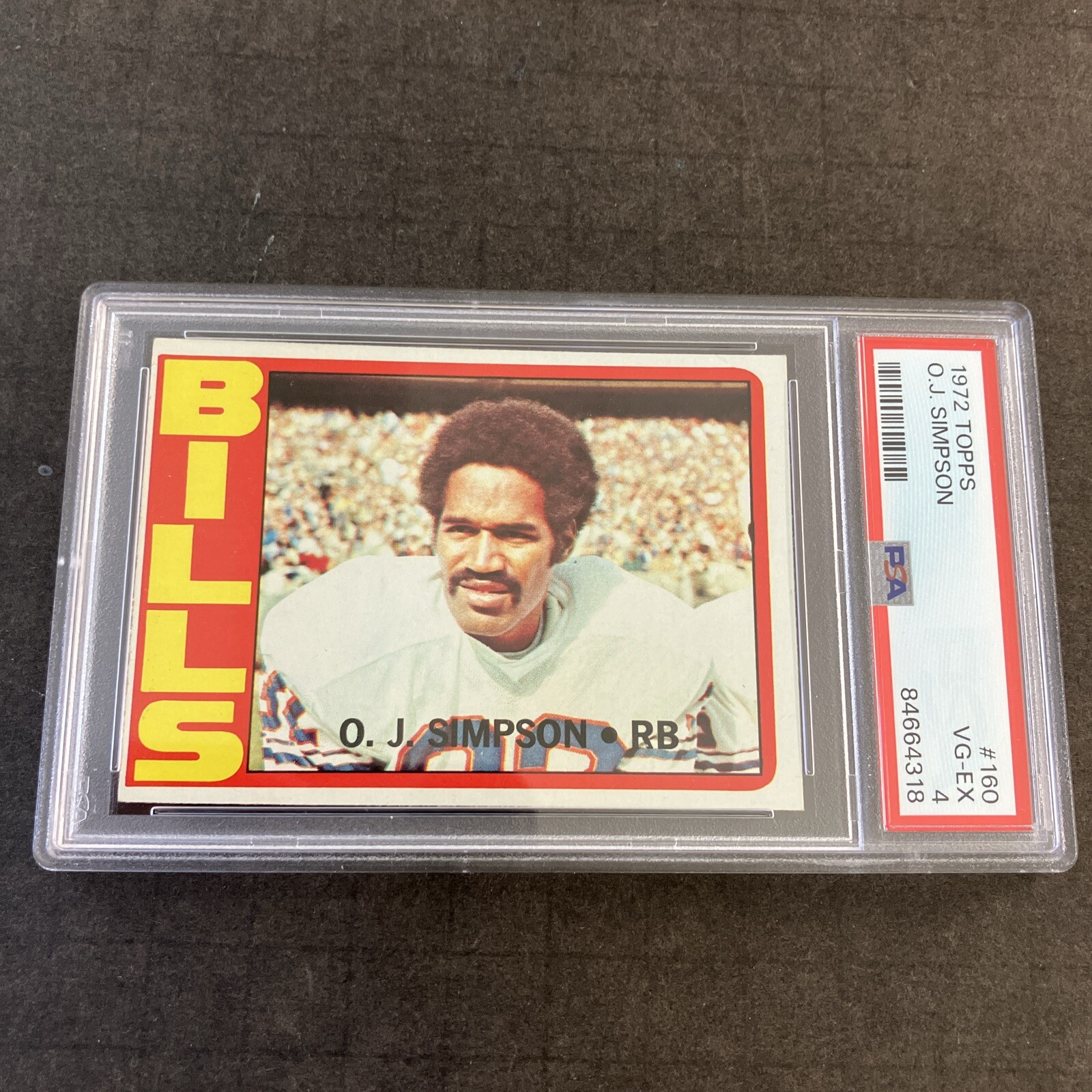 1972 TOPPS O.J. SIMPSON #160 PSA GRADED 4