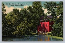 Postcard Missouri Ozarks Alley Spring State Park Old Mill Linen 1935 K679