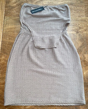 Ladies Mocha Textured Bandeau Stirrup Hem Bodycon Dress Size 8