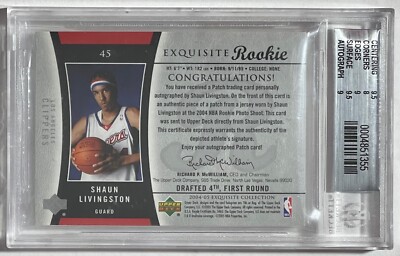 2004-05 UD Exquisite Collection Shaun Livingston RC #45 /225 BGS 
