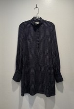 Joie Prynn Long Sleeve Dress Star Print Shirt Dress Size Medium Preppy Funky