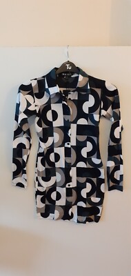 Motel Avaya Dress Retro Optic Spot Multicolour Size Small