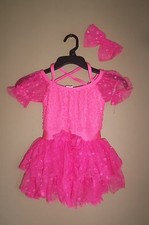 A WISH COME TRUE PINK PARTY GIRL DANCE BOW DANCEWEAR COSTUME DRESS UP TUTU SC