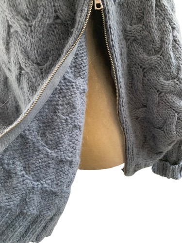 Free People Chunky Cableknit Fisherman Sweater Womens M Gray Pullover 20%Alpaca - Picture 6 of 11