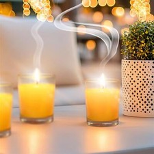 Candela di citronella con gondola in gesso colore giallo 20,5 x 12 x