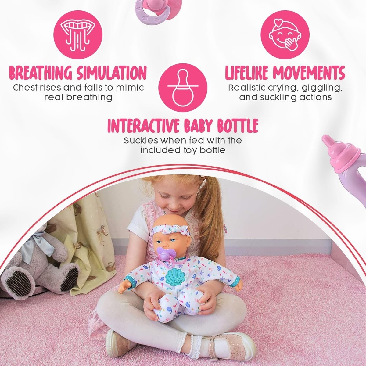 KOOKAMUNGA KIDS 16 Inch Interactive Baby Expressions Doll
