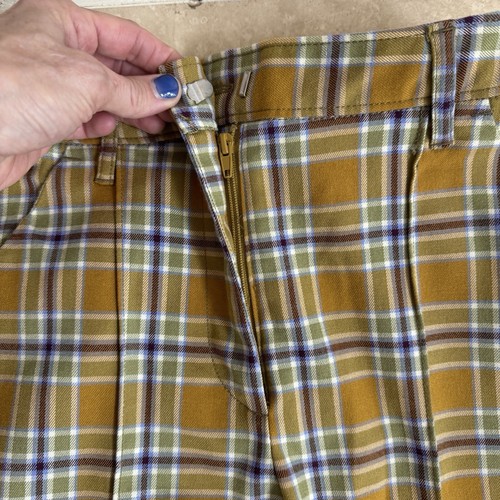 Urban Outfitters Mustard Yellow Plaid Flare Pants Womens Size 2 Retro 70s Skater - Picture 10 of 16