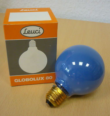 Leuci GLOBOLUX 80 E27 25W G80 BLAU Globelampe Glühlampe ø 80mm