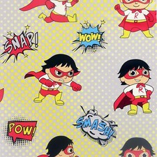 Image of Arthouse Super Ryan's World Wallpaper Superhero Children Kids Bedroom Grey