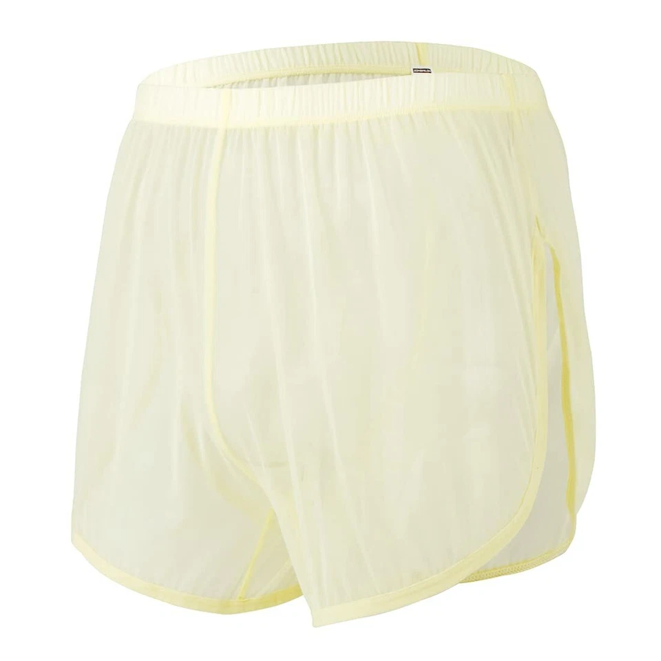 Zonbailon Men's Boxer Shorts Loose Split Side Mesh See-Through Breathable - Image 2 of 4