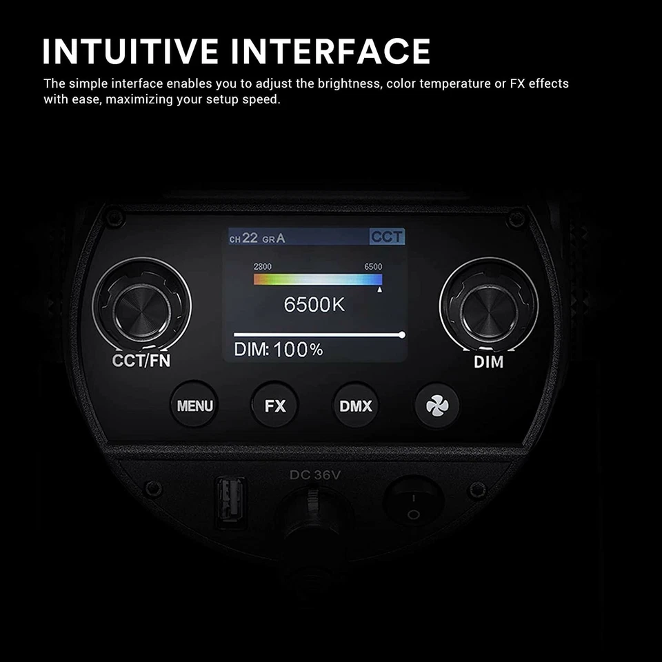 Godox SZ200Bi 200W 2800K-6500K Bi-Color Zoomable LED TLCI 96 for Video Light  - Image 3 of 4