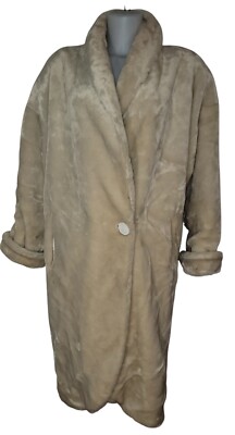 Vtg 90s Donny Brooks Sz M Womens Tan Long Faux Fur Glam Retro