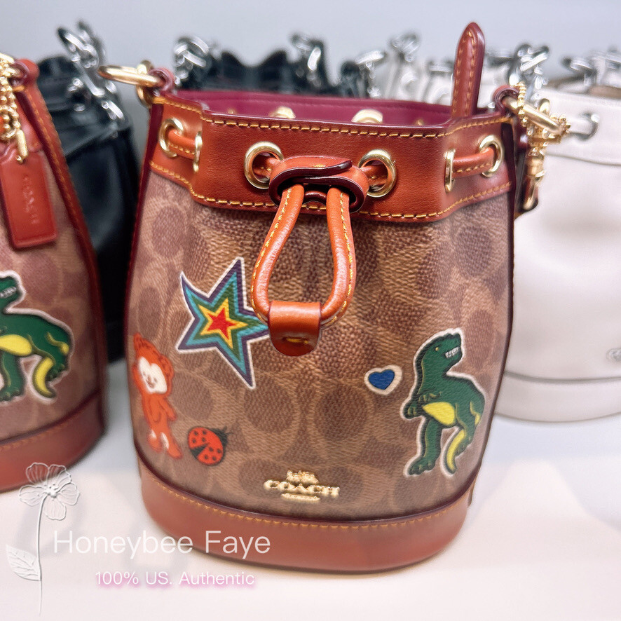 NWT Coach Mini Bucket Bag In Signature Canvas With Sticker Print