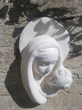 BASSORILIEVO SACRO MADONNA CON BAMBINO GESù DA PARETE QUADRO IN  CEMENTO  MARMO
