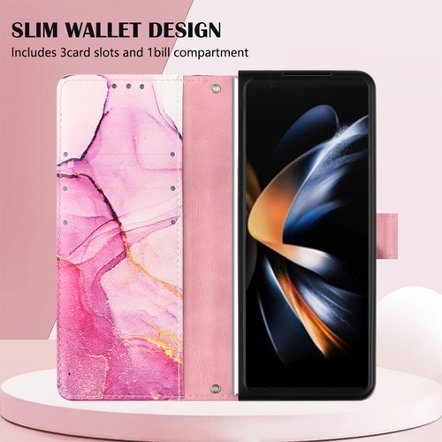 For Samsung Galaxy Z Fold5 Marble Pattern Leather Wallet Crossbody Case Cover - Zdjęcie 42 z 43