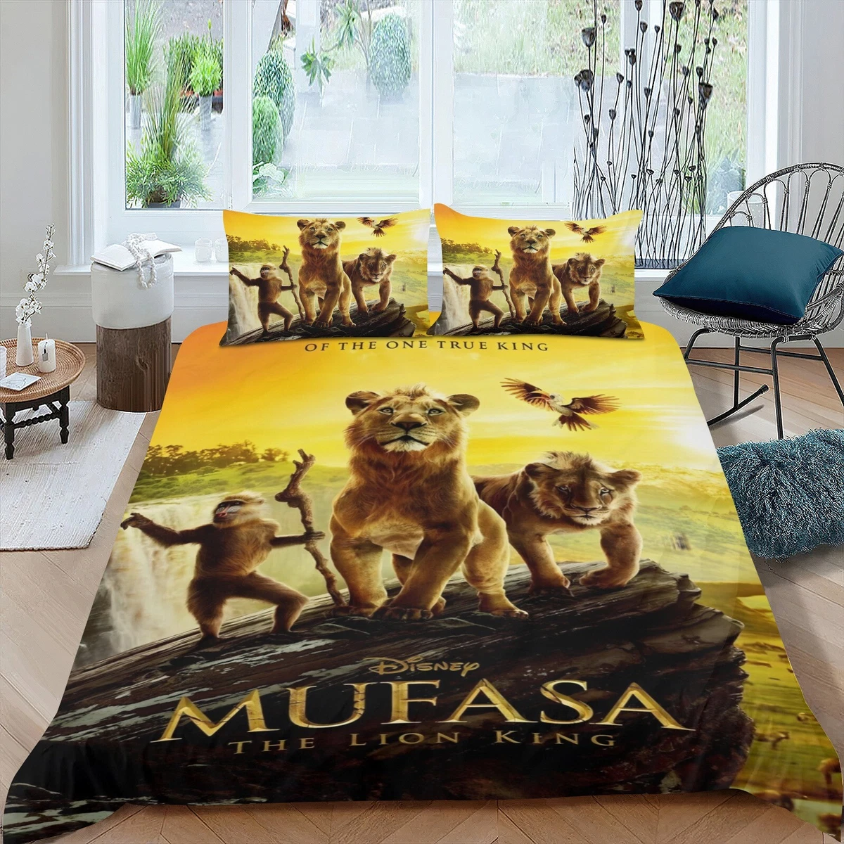 Parure De Lit Le Roi Lion 100% Coton - Housse De Couette Réversible 140x200cm + Taie 65x65cm