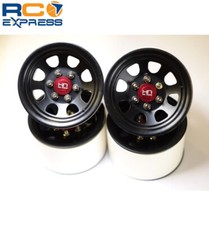 Hot Racing Black Steel 2.2 Beadlock 6-Lug Wagon Wheels 12mm Hex 4 BLW22S01