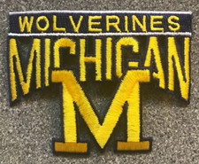 MICHIGAN WOLVERINES NCAA COLLEGE VINTAGE 3.5" TEXT WITH LETTER M TEAM LOGO PATCH