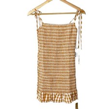Reformation Gemini Mini Dress In Orange Check Small NWT