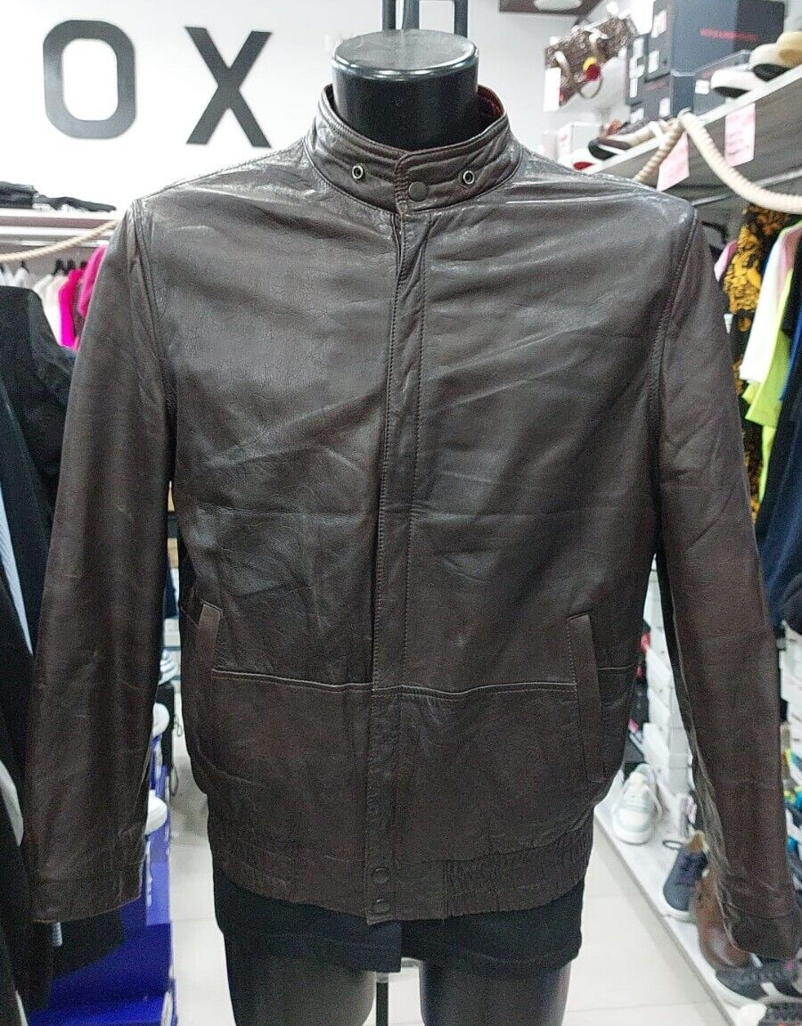 Vintage Brown Leather Jacket for Men Size 50 PGC302PI
