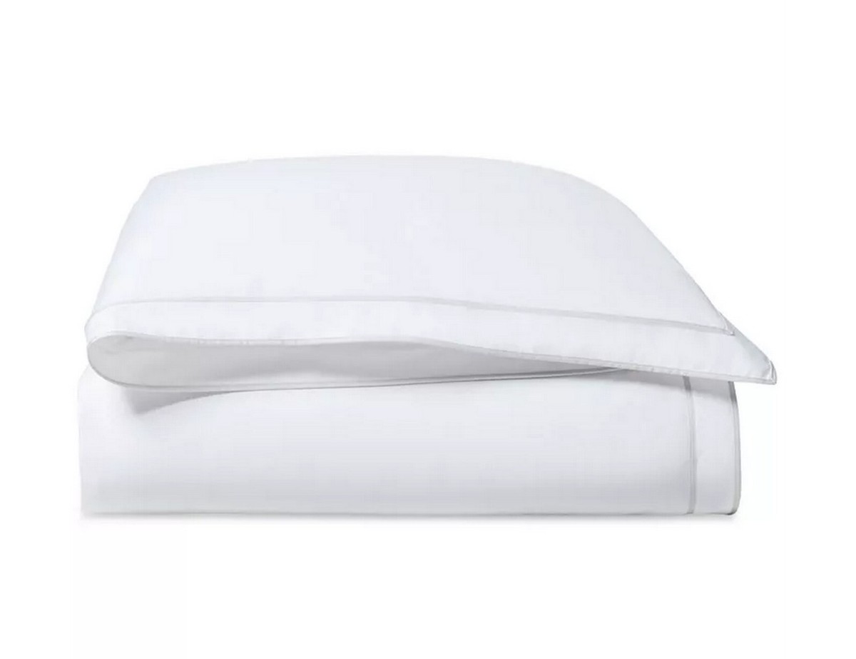 Ralph Lauren Spencer Cotton Sateen Border King Duvet Cover $420 White/Soft  Grey