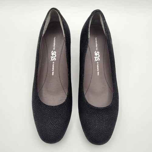 SAS Sofia ITALIAN LEATHER Women's 6M Low Wedge Pumps Speckled Black Comfort - Picture 3 of 19
