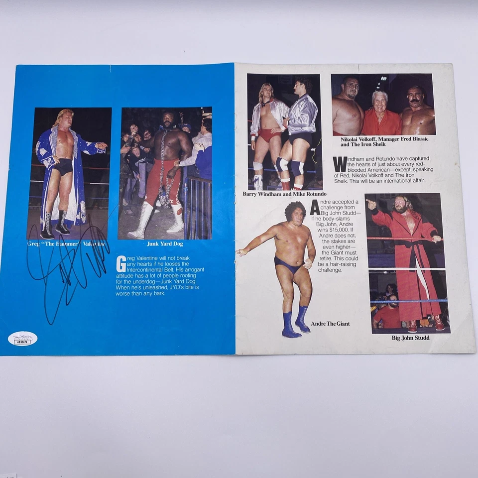 Foto firmada por Greg The Hammer Valentine 8x10 WWE WCW André The Giant Junkyard Dog Foto 2 de 3