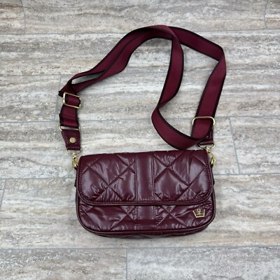 Oliver Thomas Handbag Bordeaux Metallic Crossbody RFID Blocking Quilted Purse 