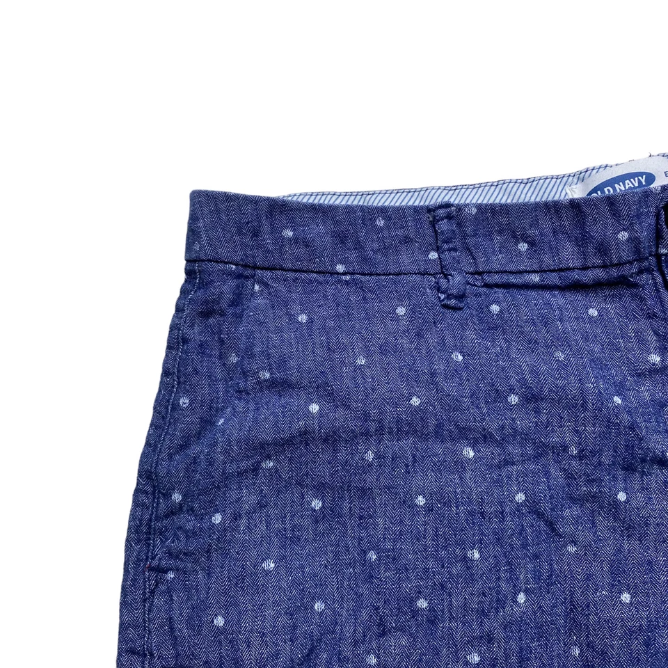 Pantalones Cortos Old Navy Everyday 3" Cambray Para Mujer Talla 10 Azul Marino Lunares Mezcla de Lino Foto 4 de 4